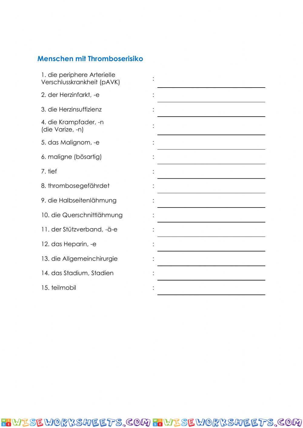 Pflege Wortschatz 21