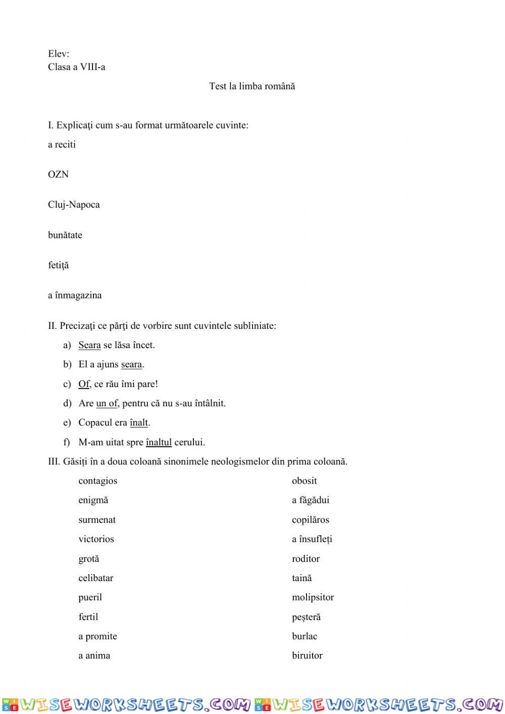 Test 8 vocabular