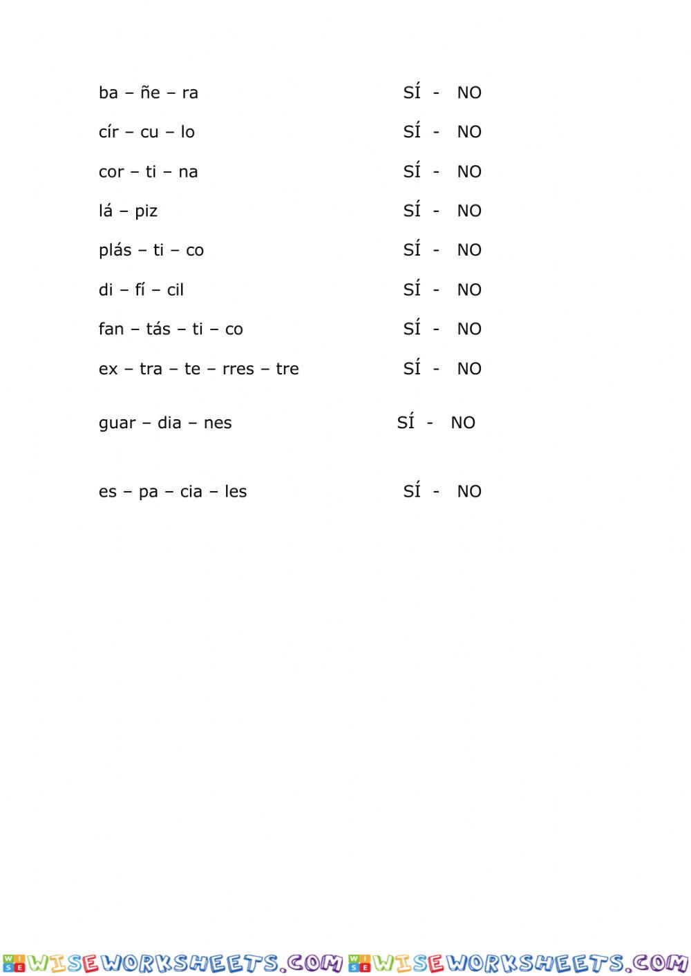 worksheet