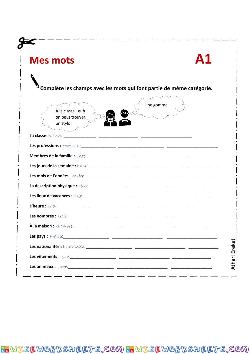 Quel vocabulaire pour réussir DELF A1-A2