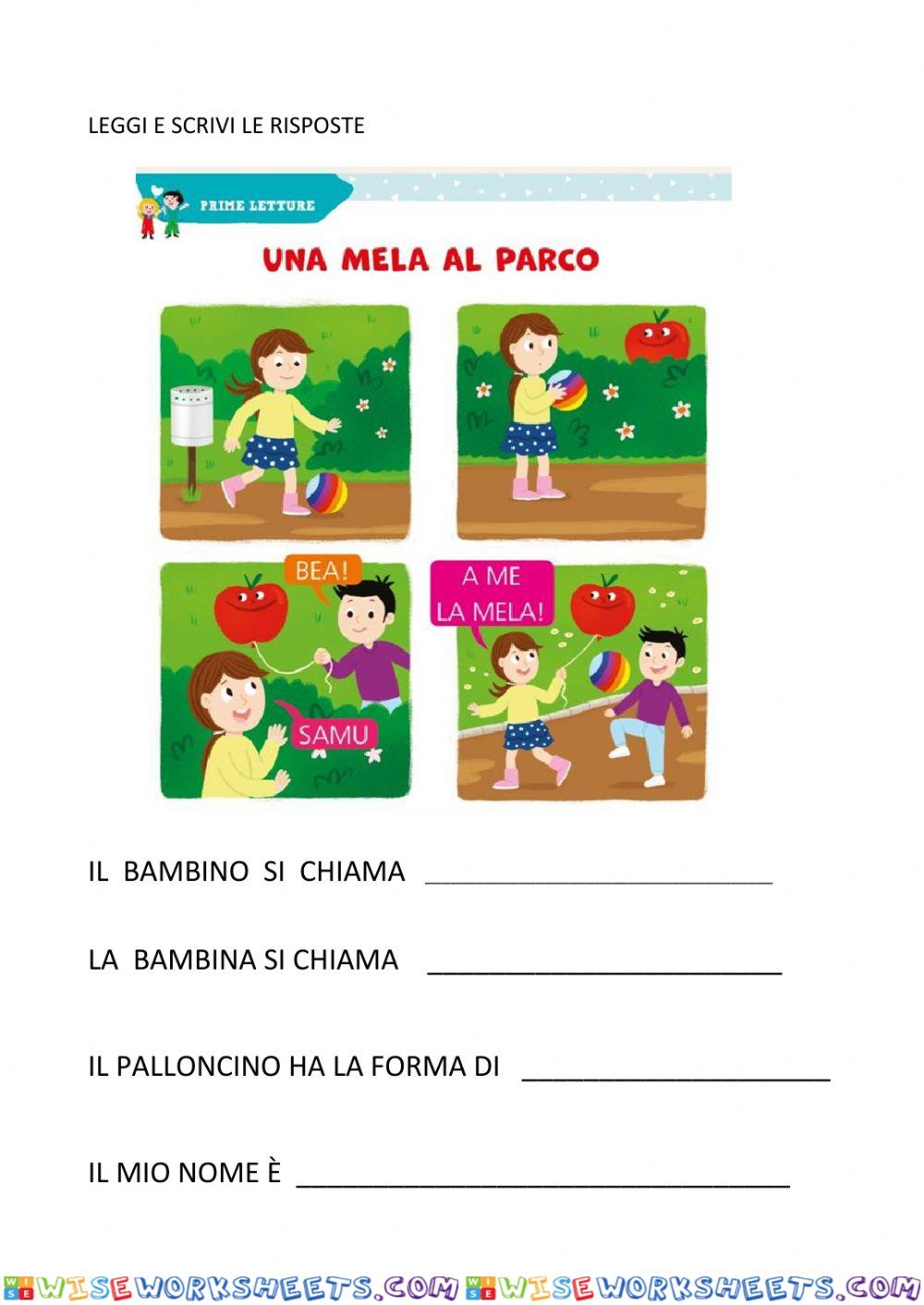 Lettura -Una mela al parco-