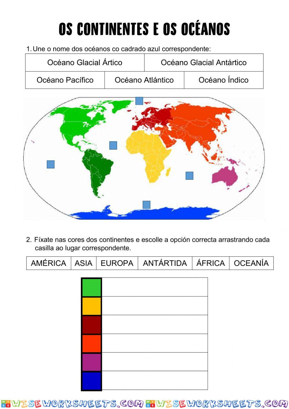 Continentes, océanos e paisaxe