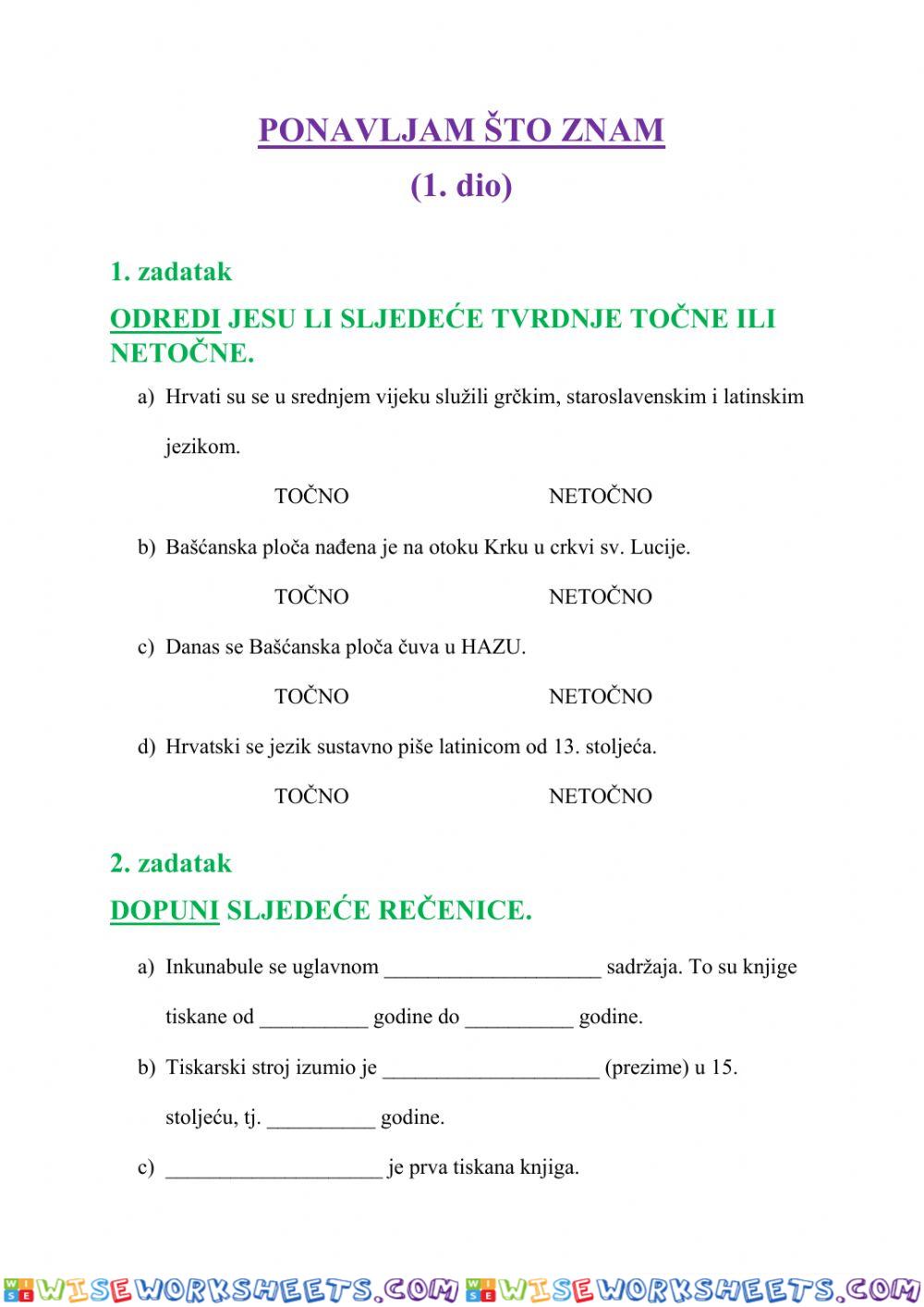 Ponavljam što znam (1) - 8.