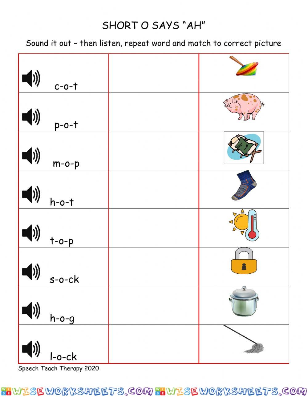 Short o c-v-c words