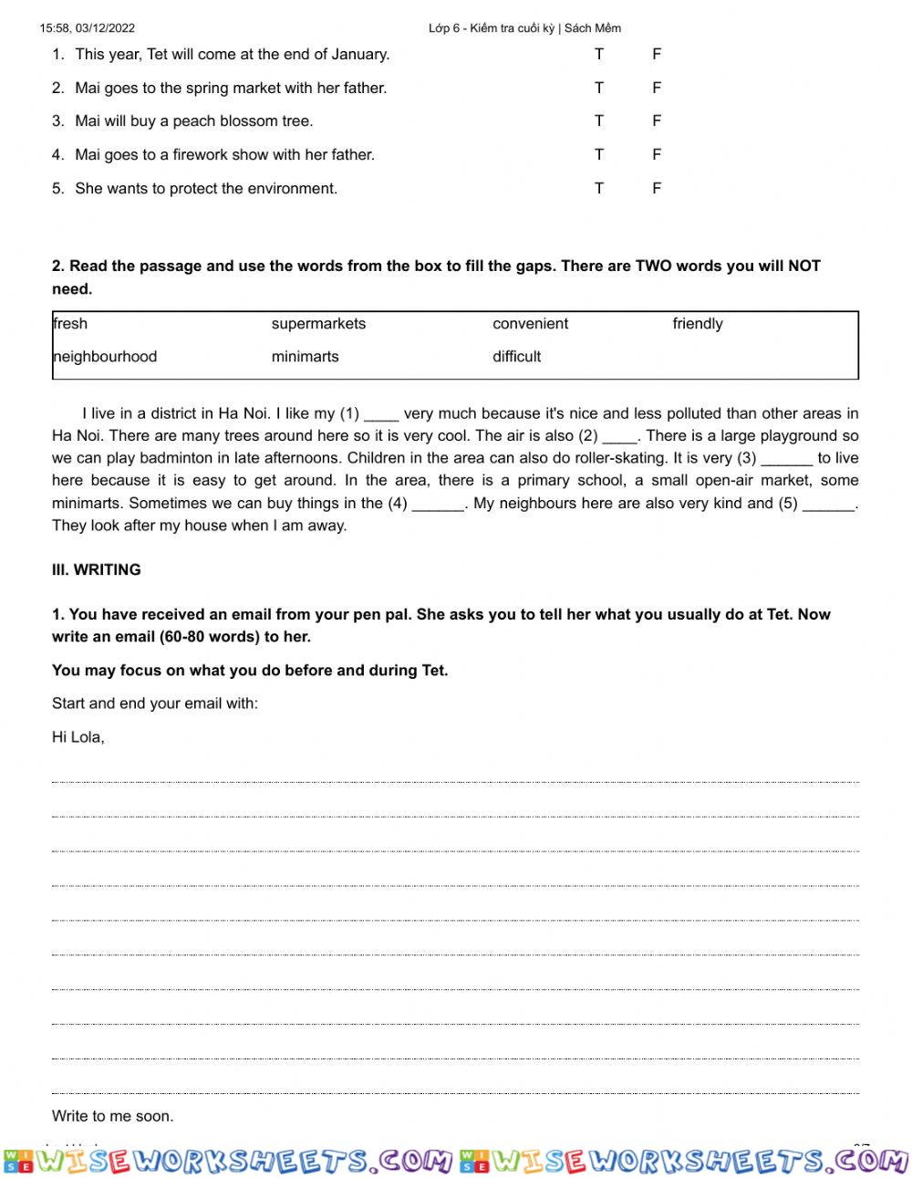 worksheet