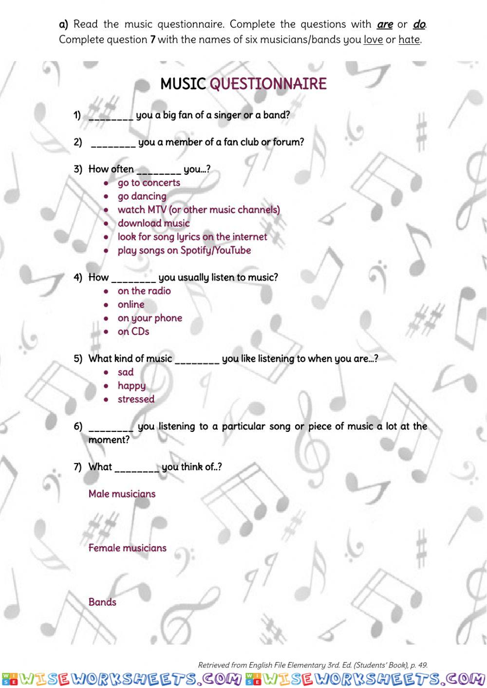 Music Questionnaire