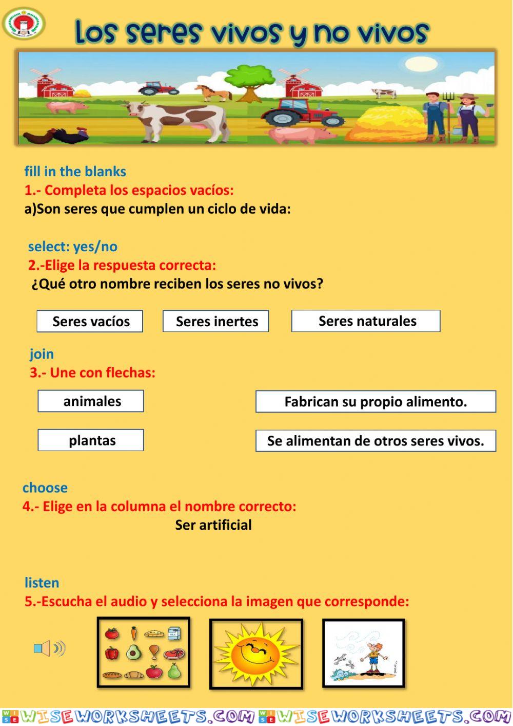 Seres vivos y no vivos
