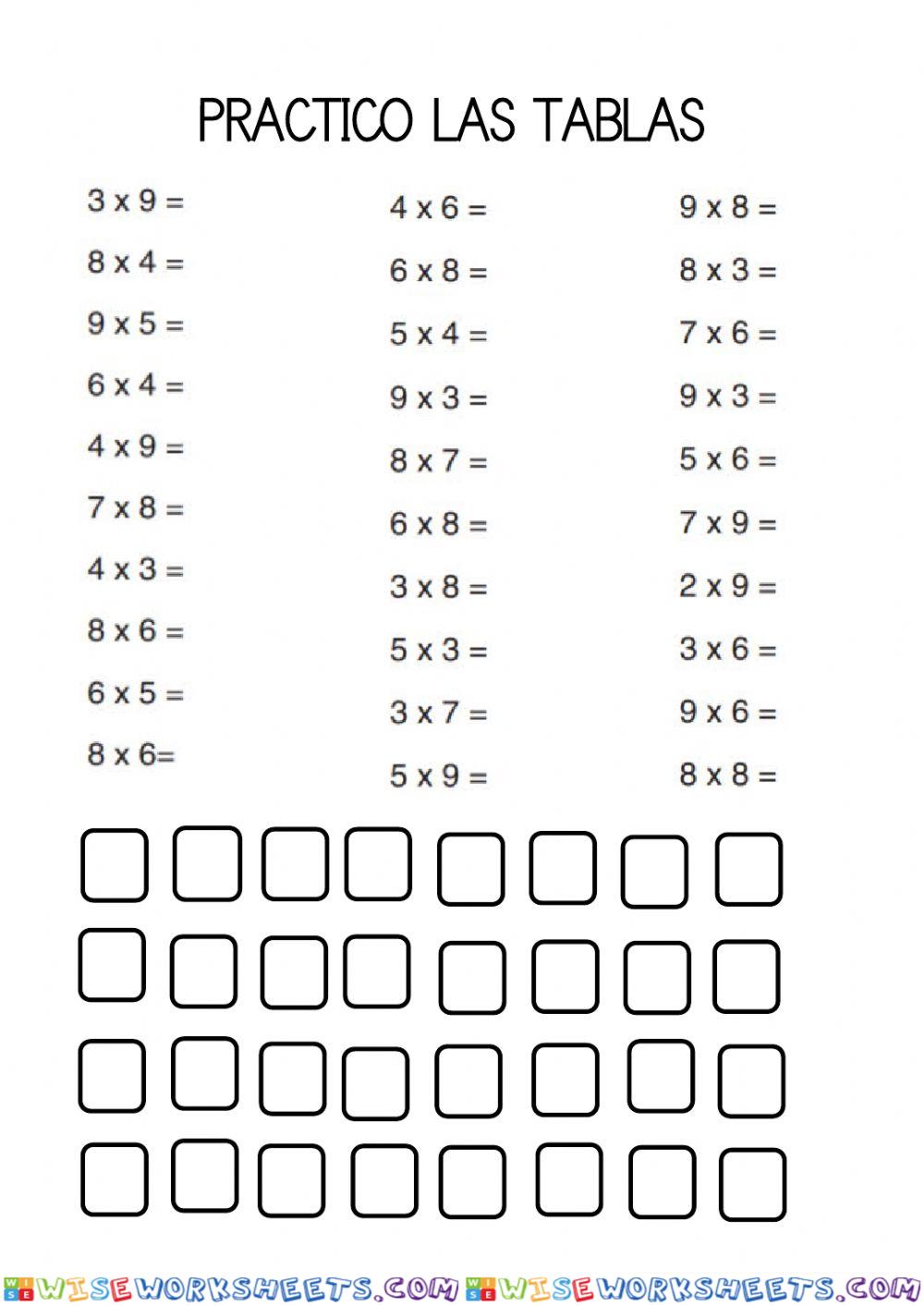 Tablas de multiplicar