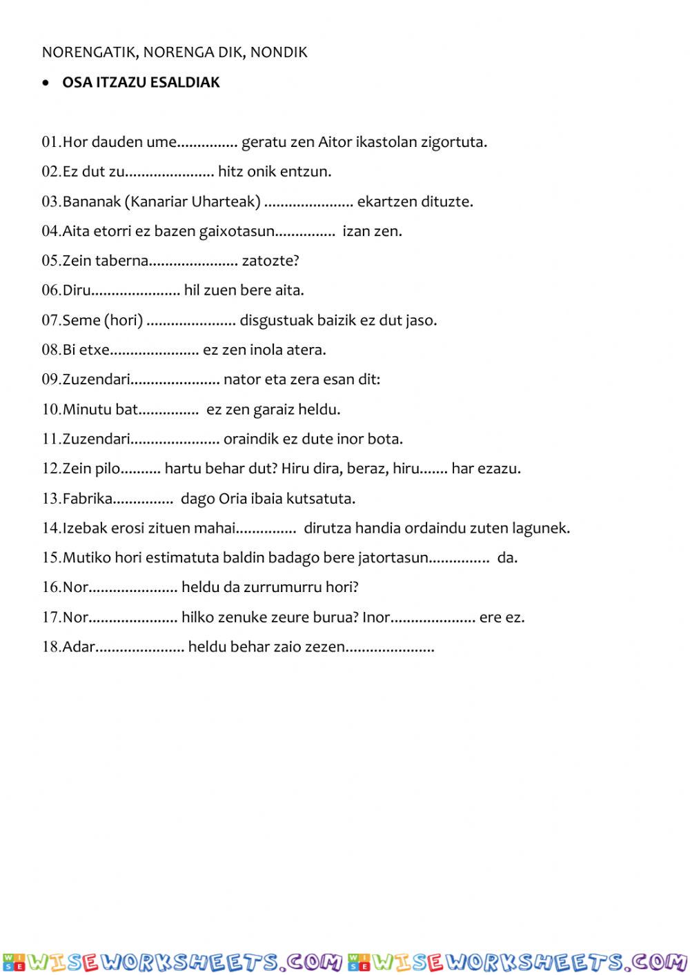 worksheet