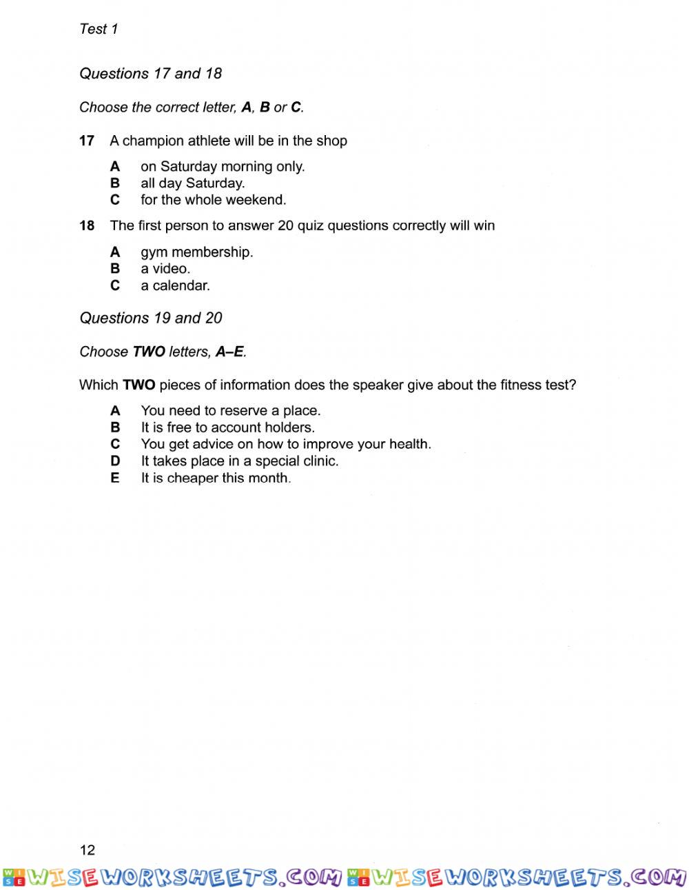 worksheet