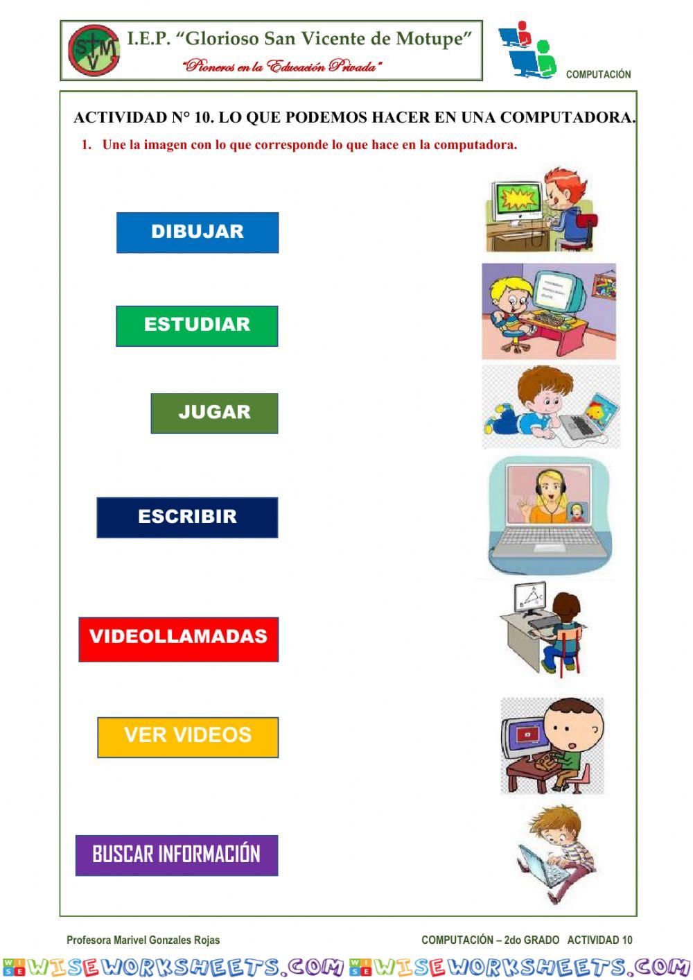 Actividad 10. Lo que podemos hacer en una computadora.