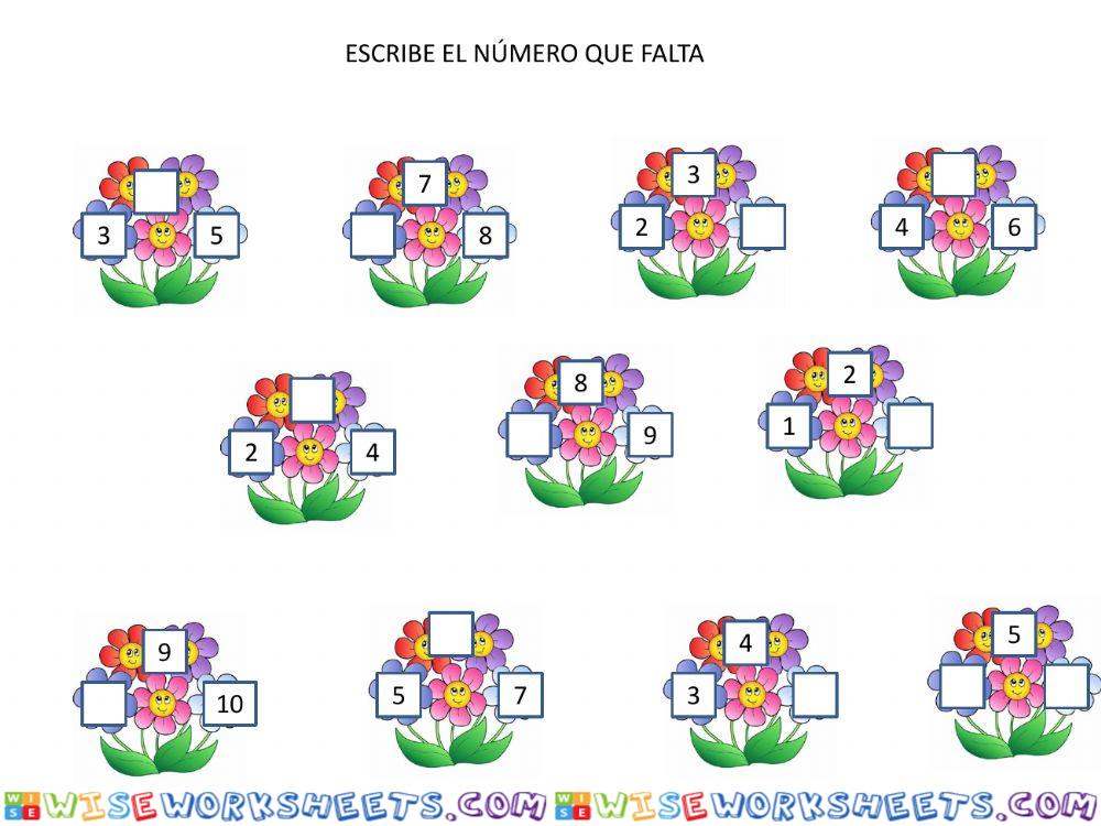 Escribe el número que falta