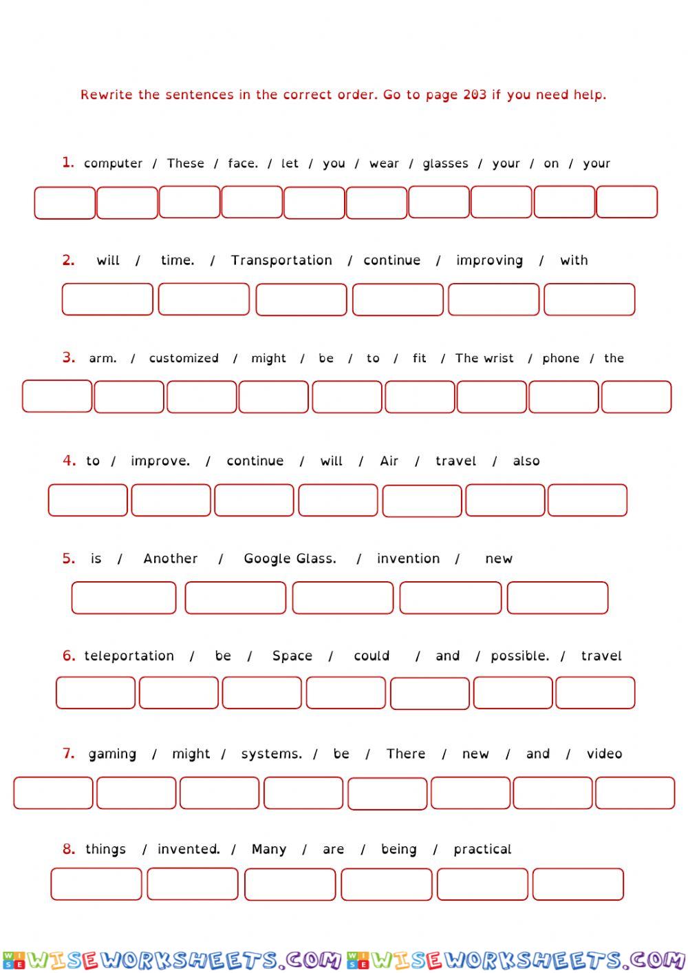 Rewrite the sentences