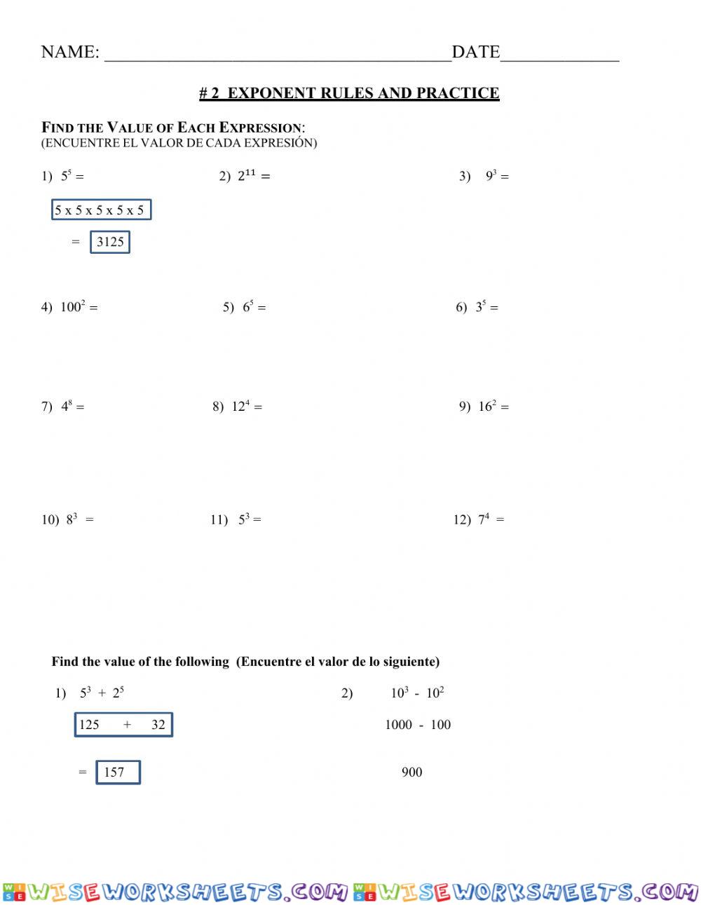 Exponents and polynomials