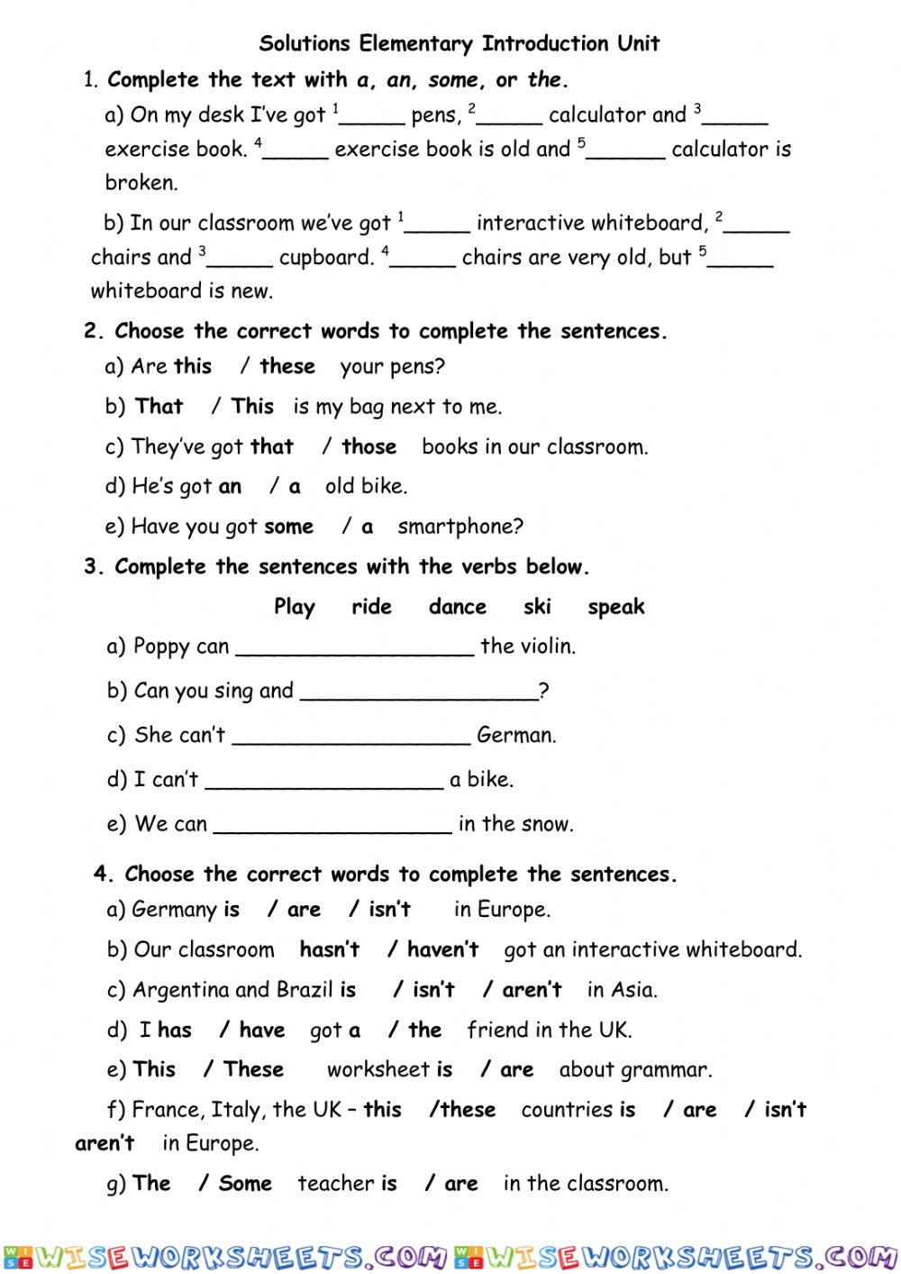 Solutions Elementary Introduction