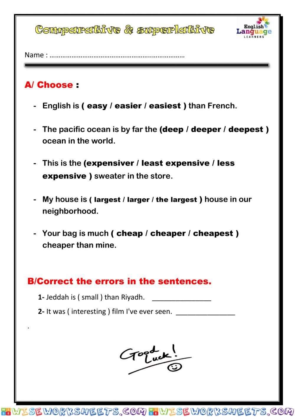 Comparative - superlative