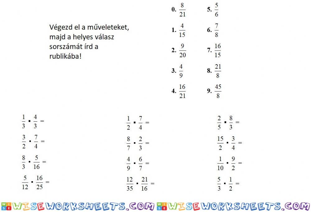 Tört szorzása törttel