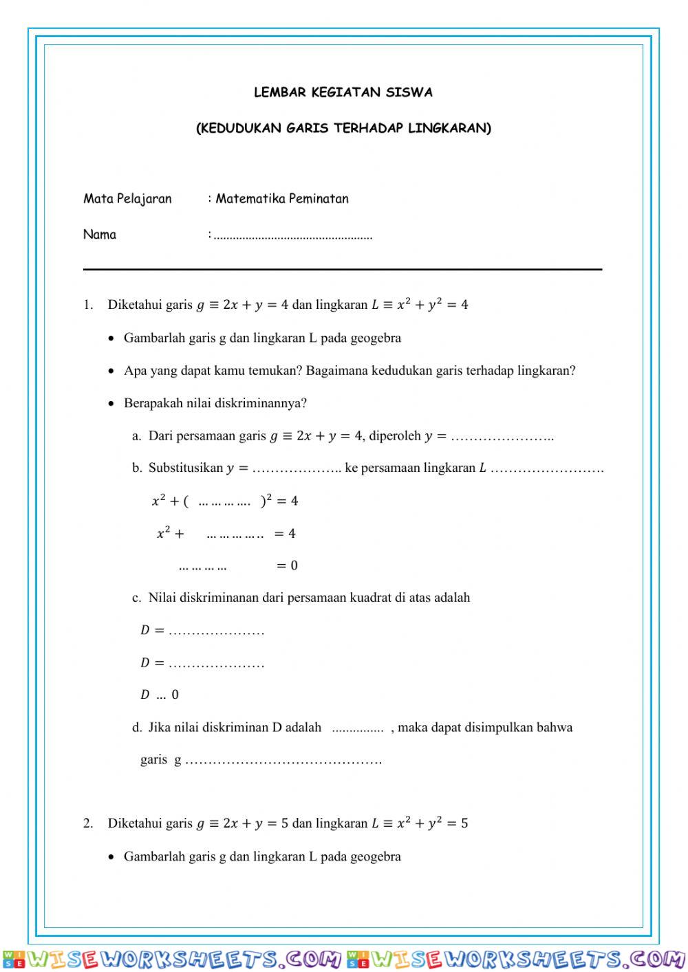 worksheet