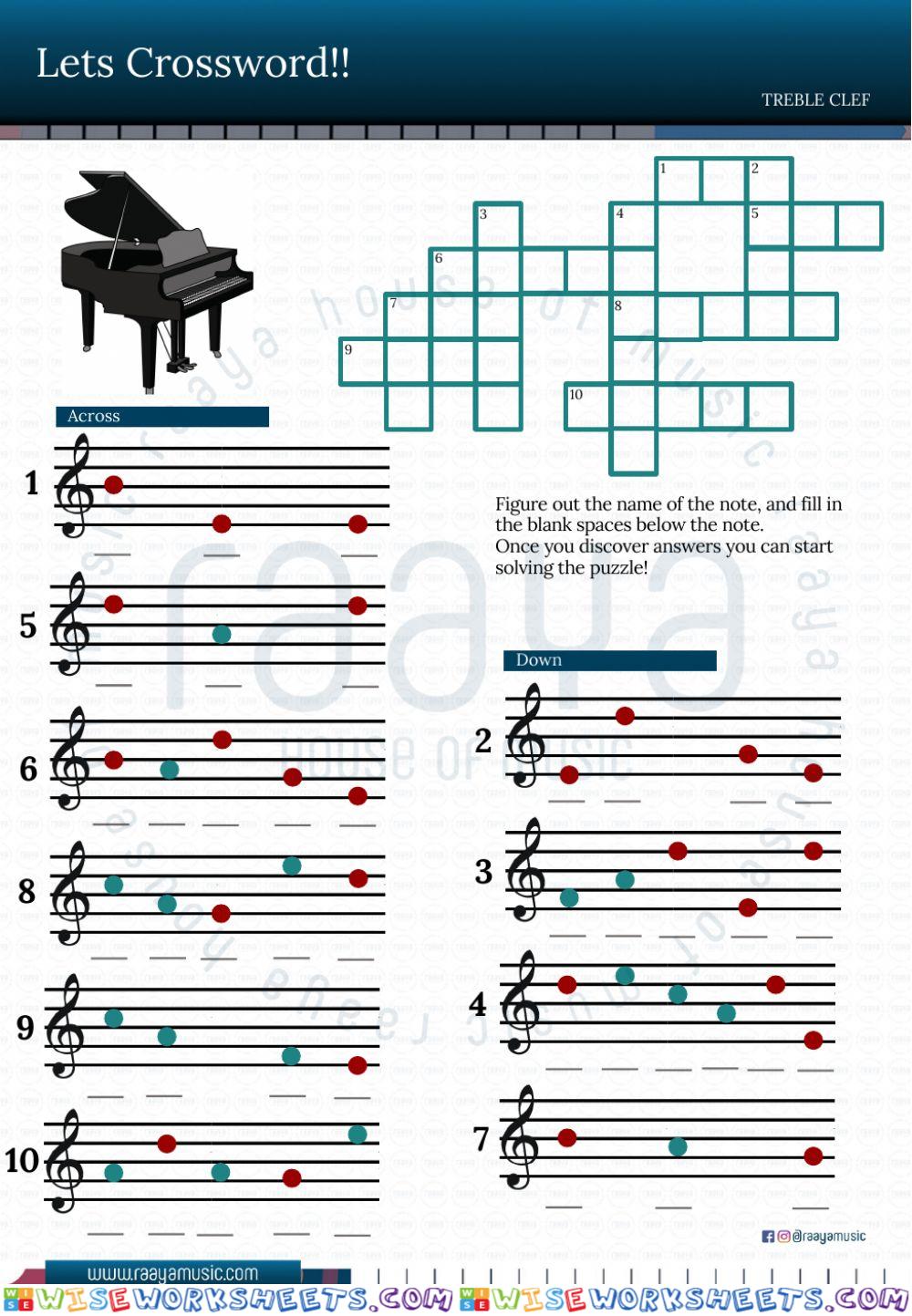 Crossword - treble clef