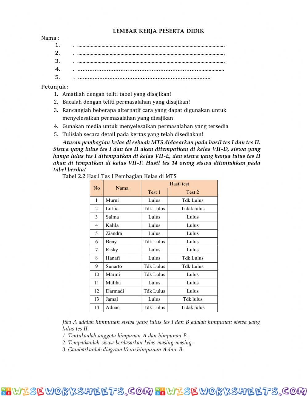 worksheet