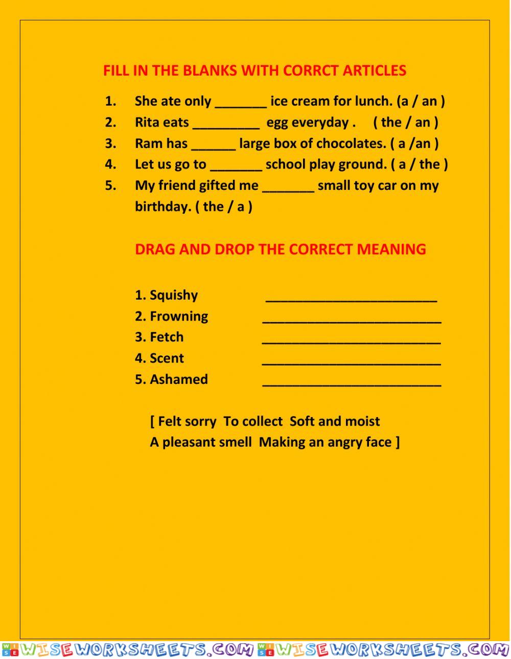 Articles and meanings