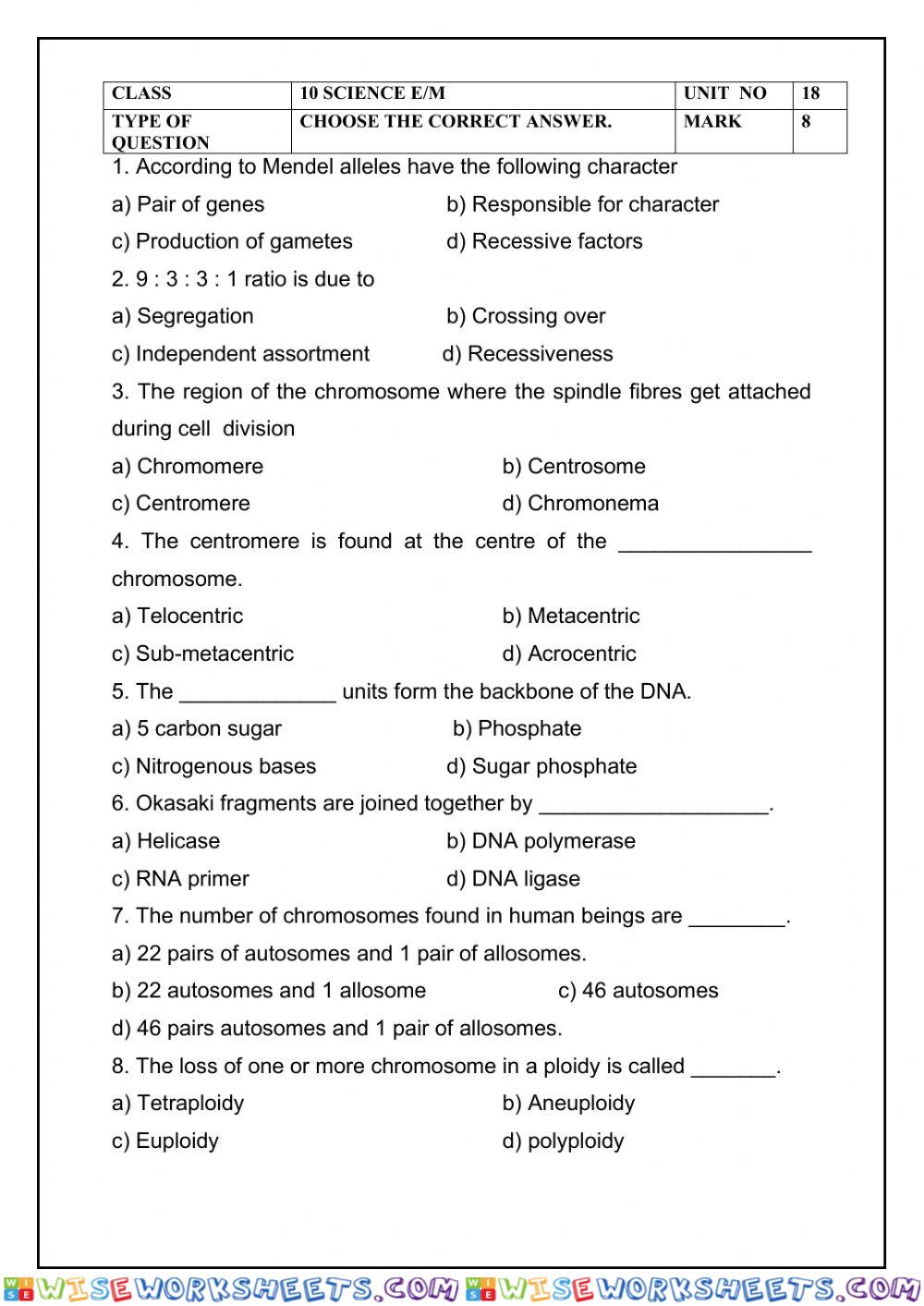 Sslc science (EM) unit.18.Genetics