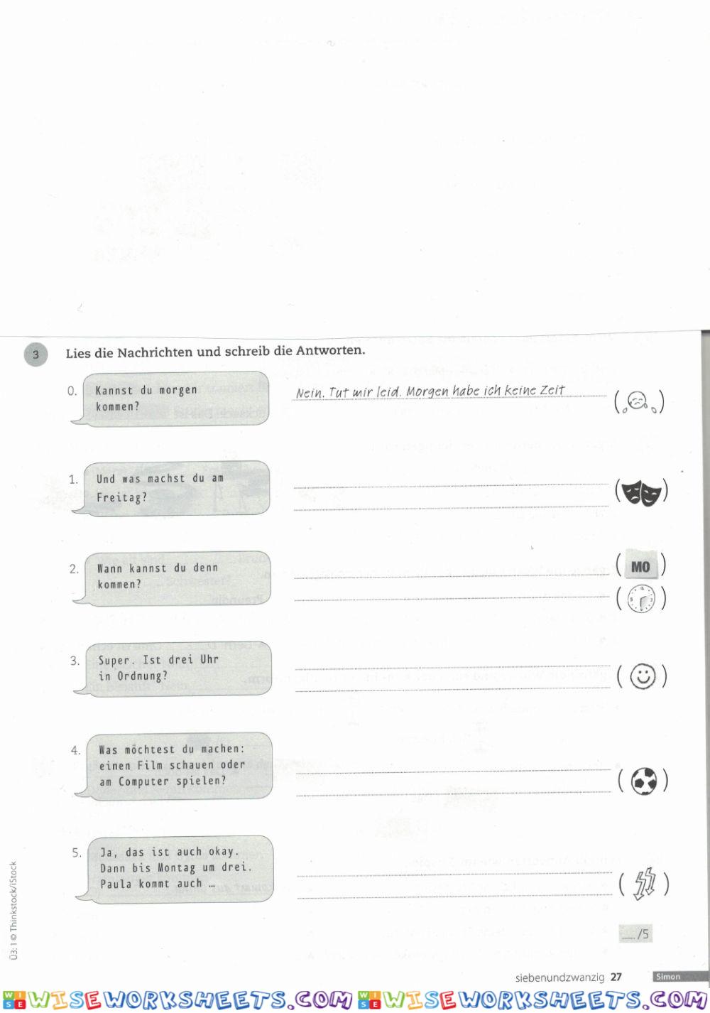 Lektion 6. Klassenarbeit Schreiben