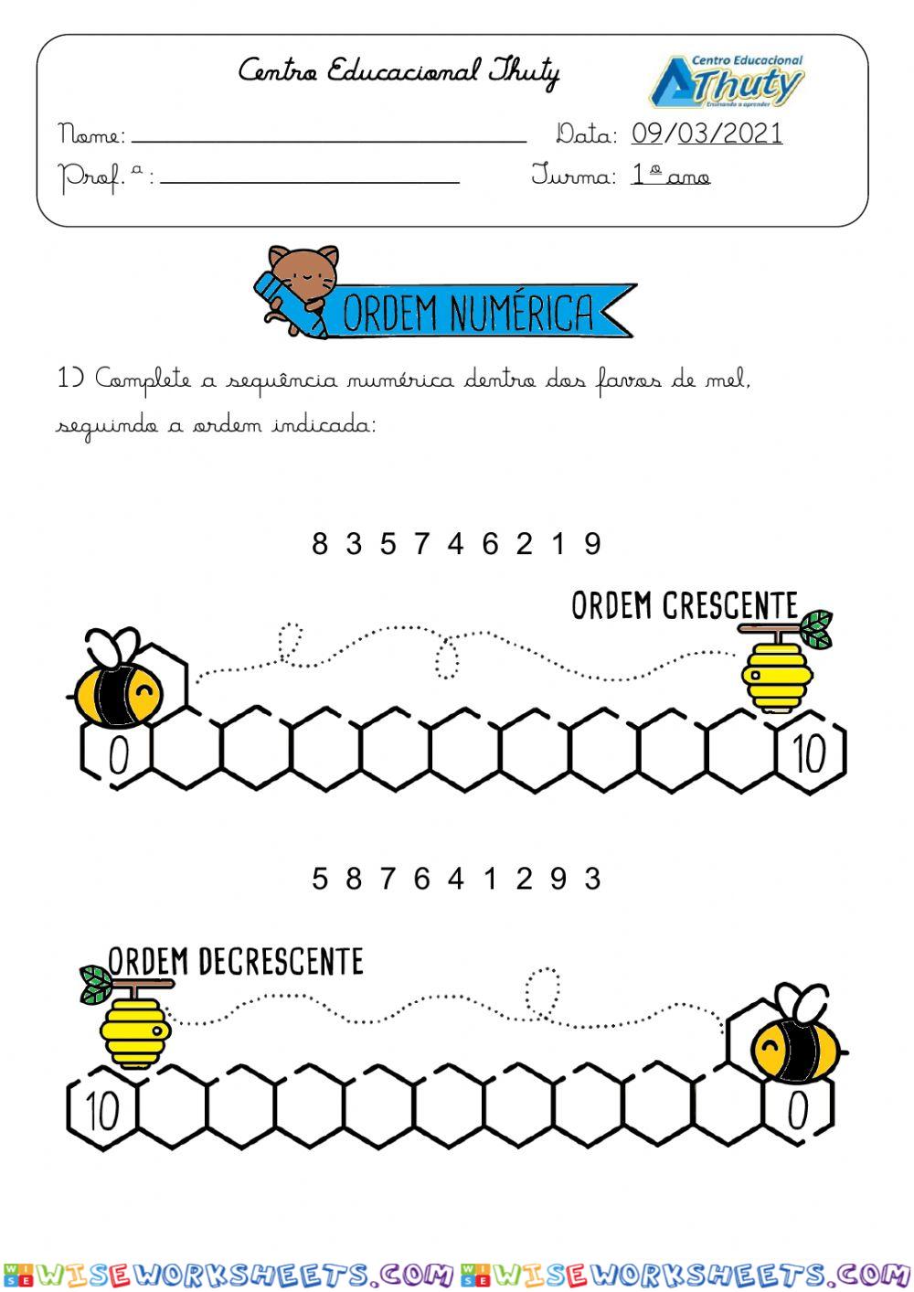 Ordem crescente e decrescente