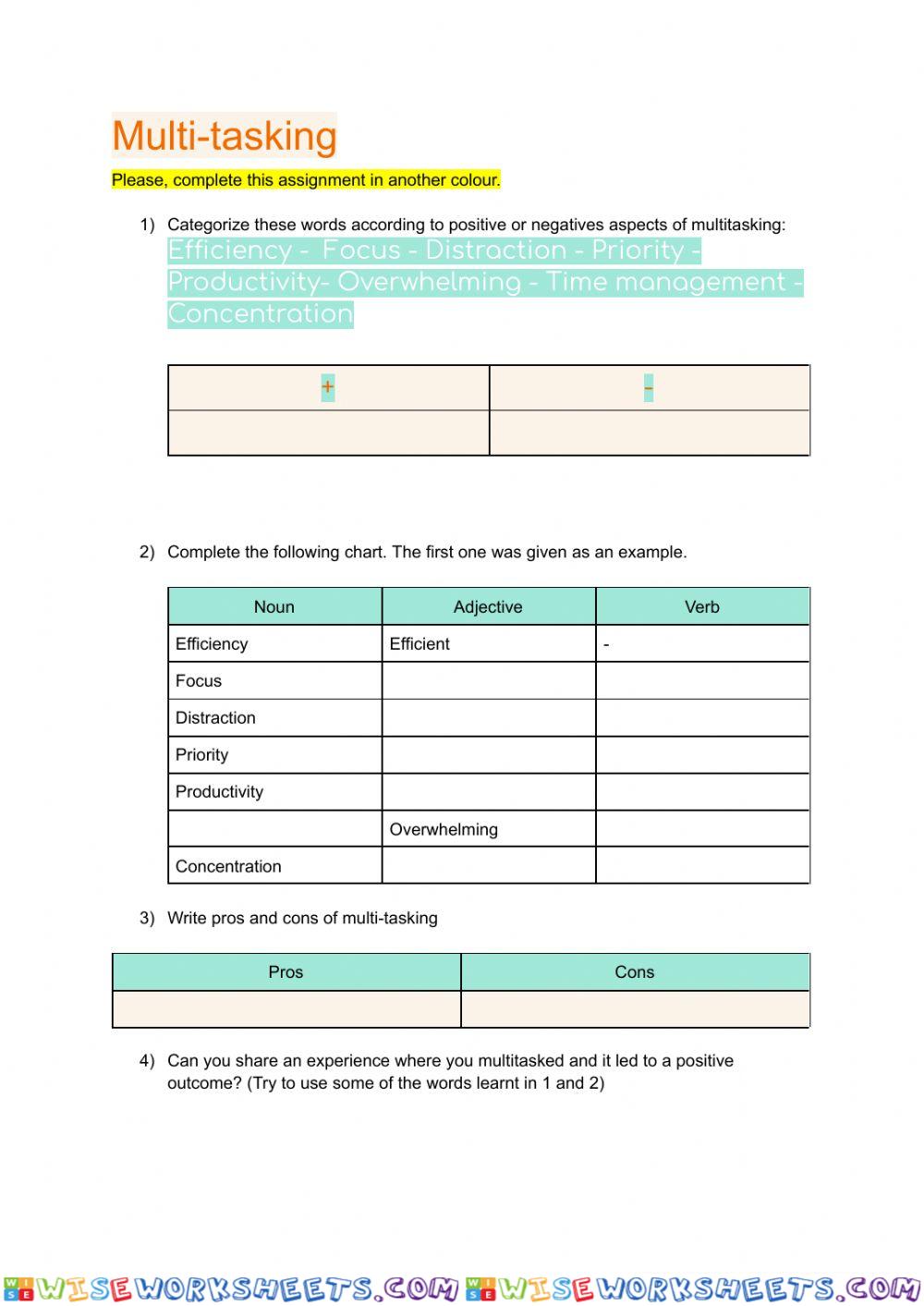 worksheet