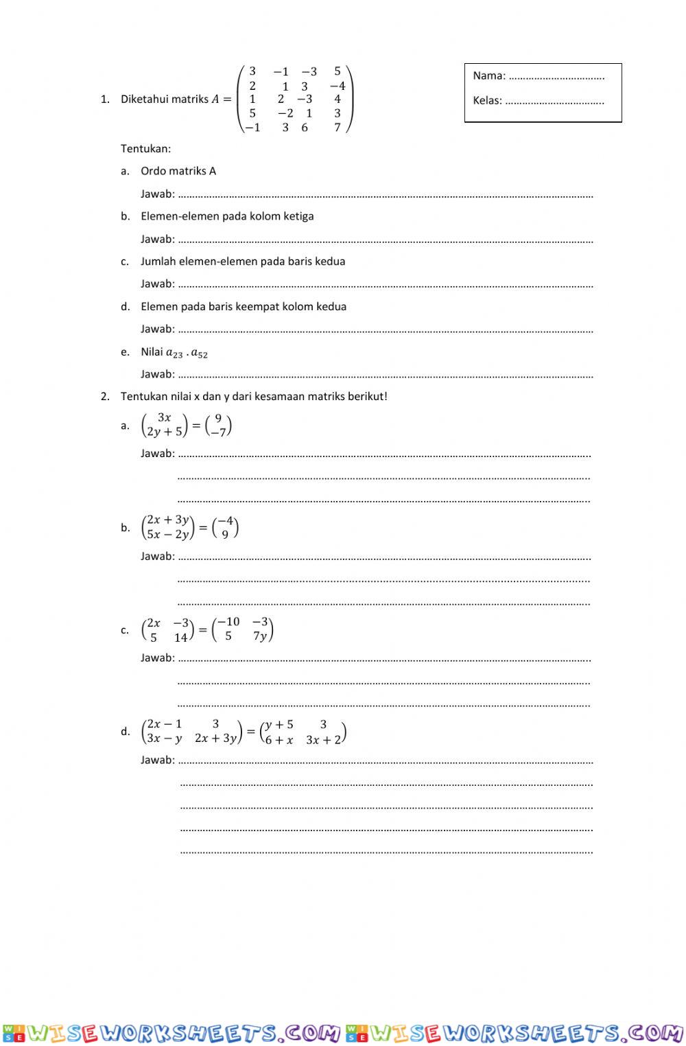 worksheet