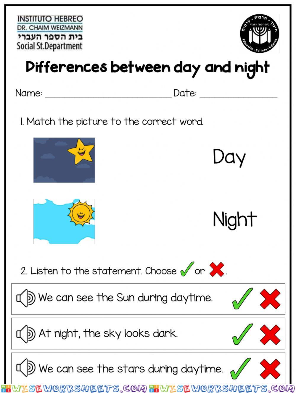 Differences between day and night