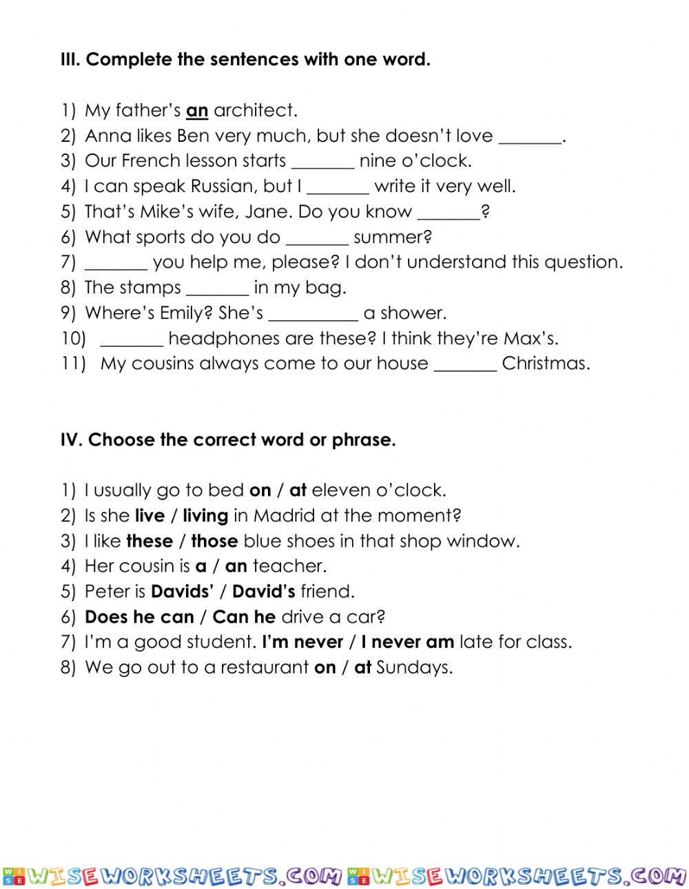 worksheet