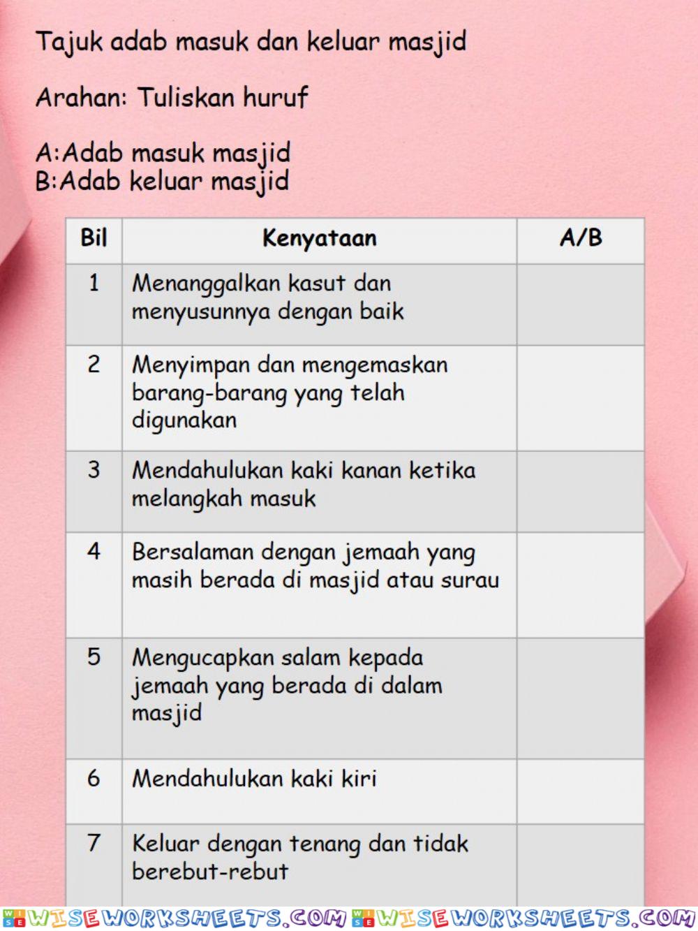 Adab masuk dan keluar masjid