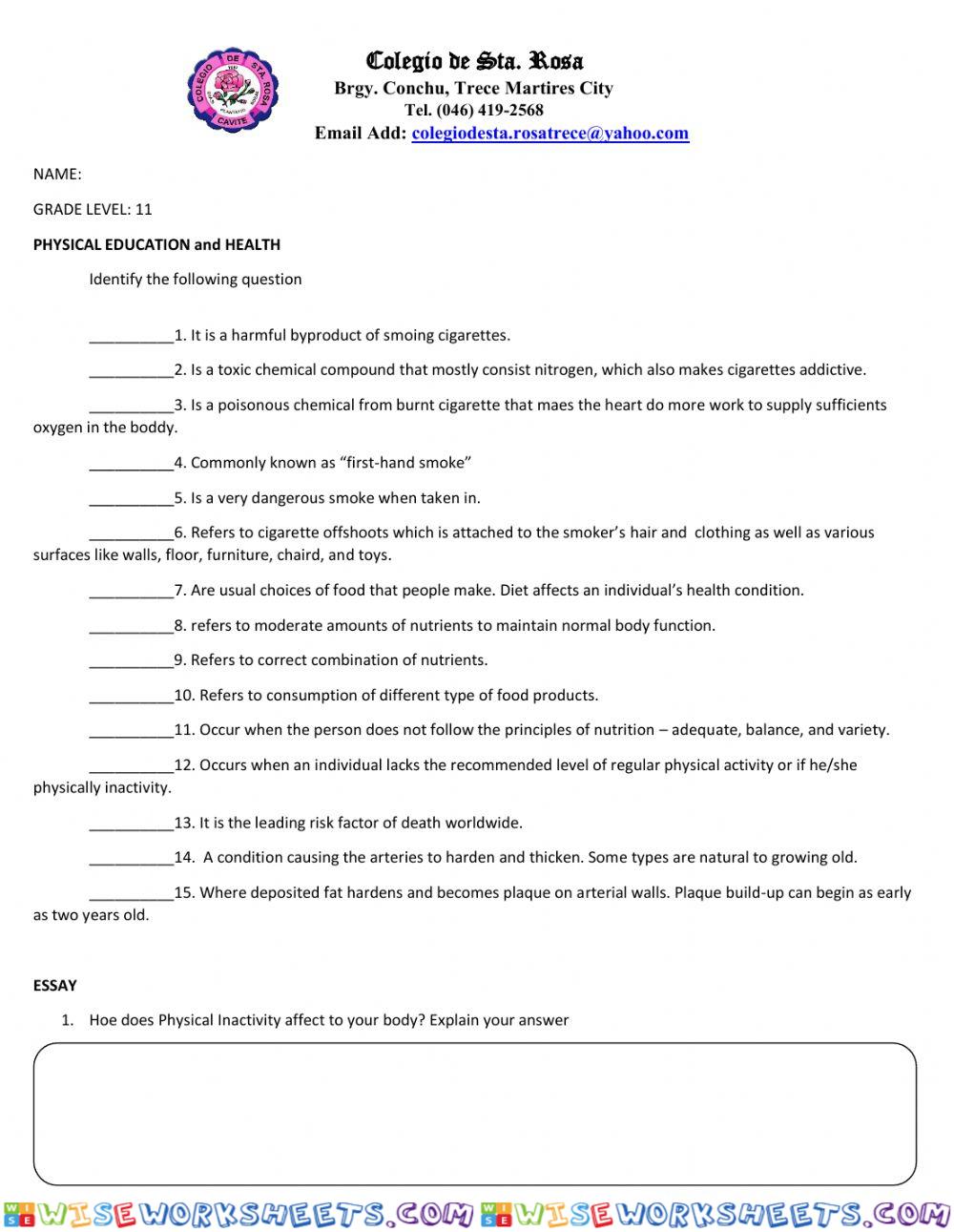 Physical Education and Health 11