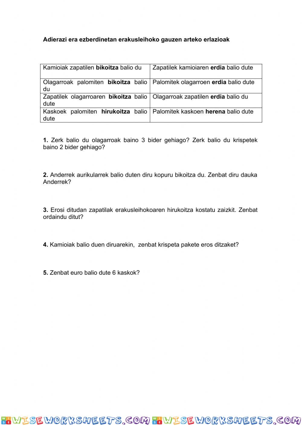 worksheet