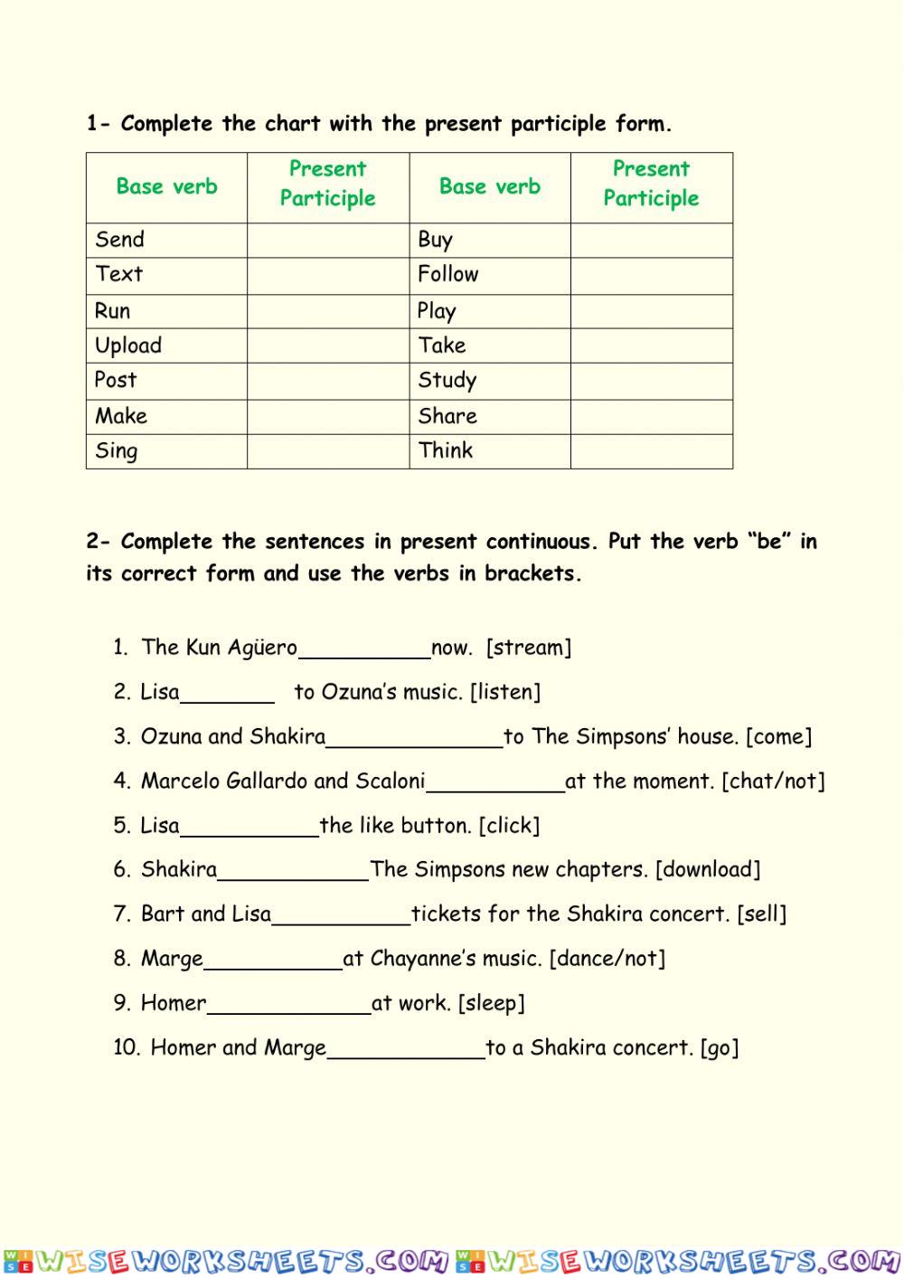 Present continuous conjugation