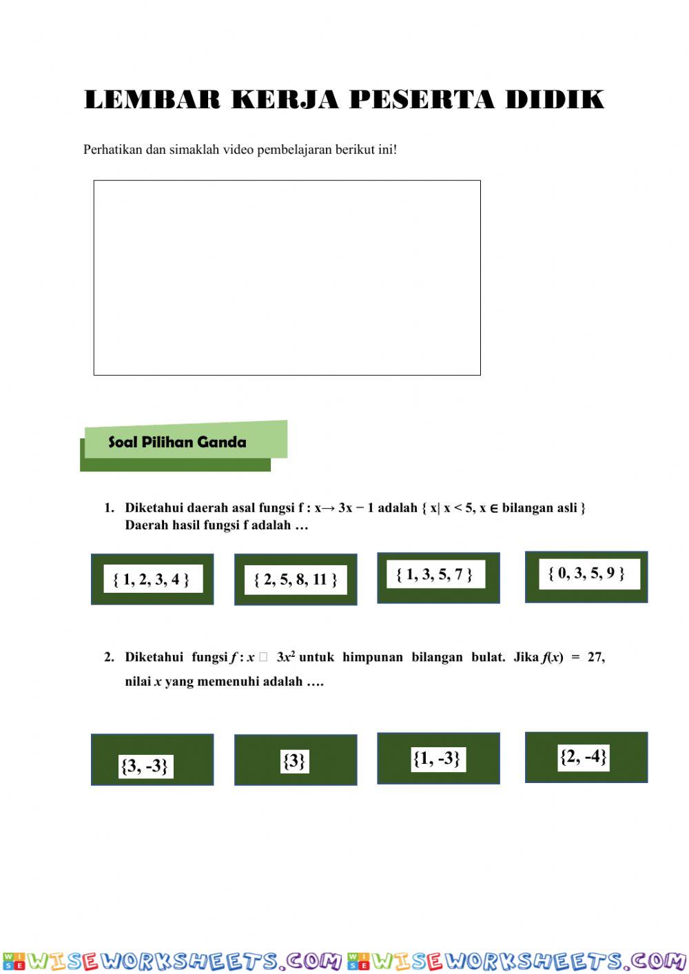 LKPD Relasi dan Fungsi