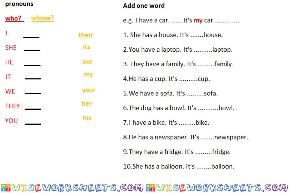 Possessive adjectives