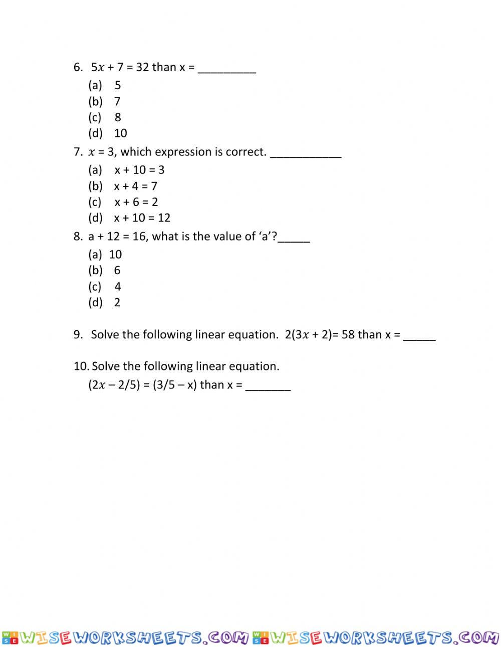 worksheet