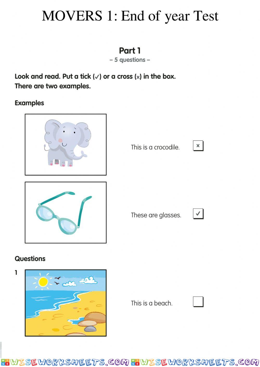 Movers1  Reading End of Year Test