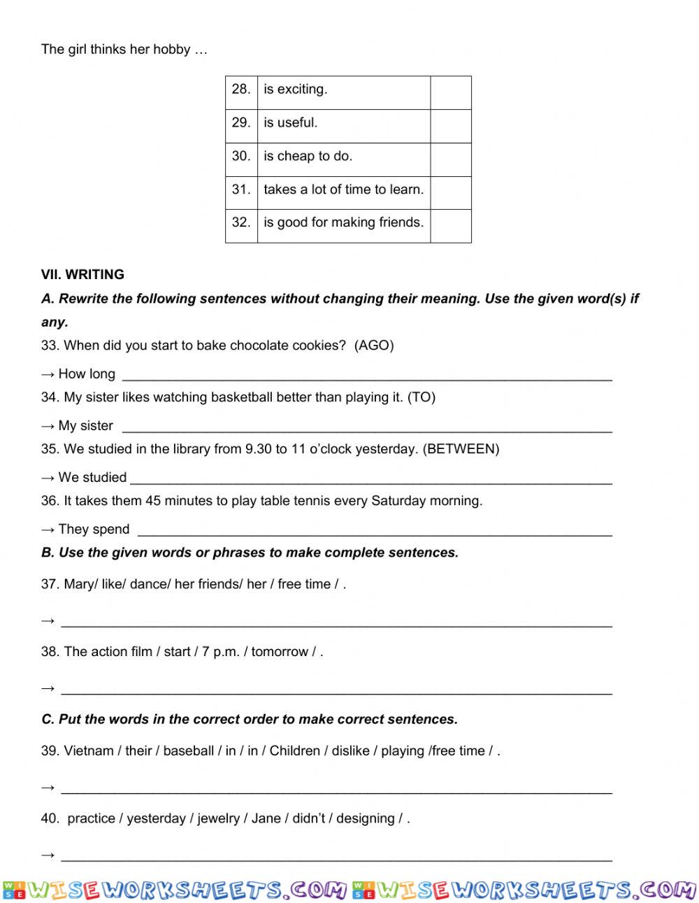 worksheet