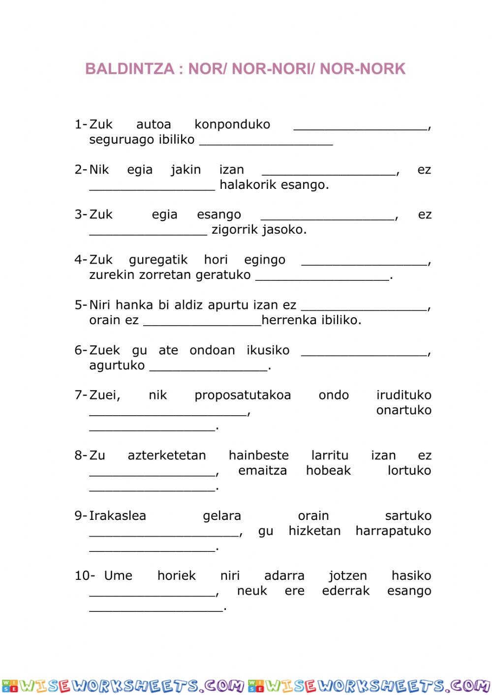 worksheet