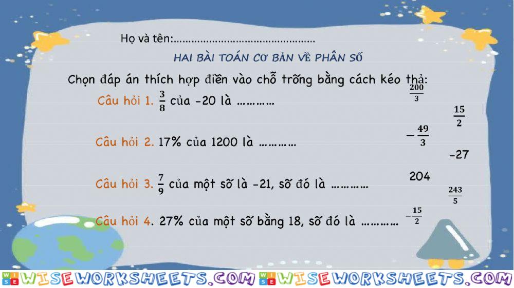 Hai bài toán cơ bản về phân số