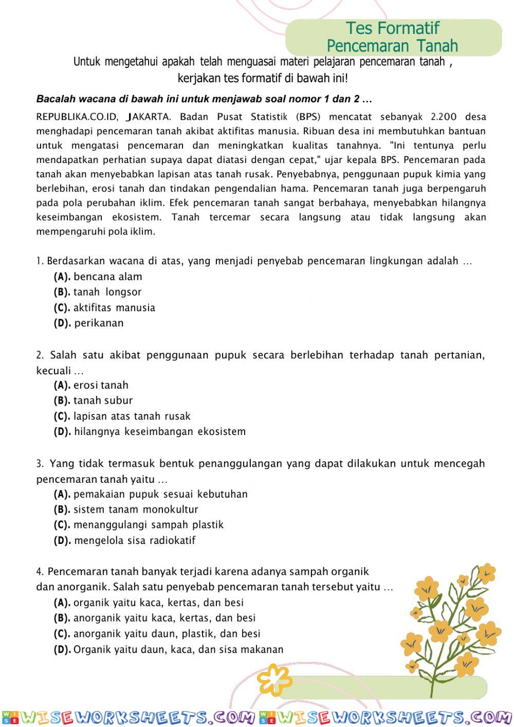 Tes Formatif Pencemaran Tanah