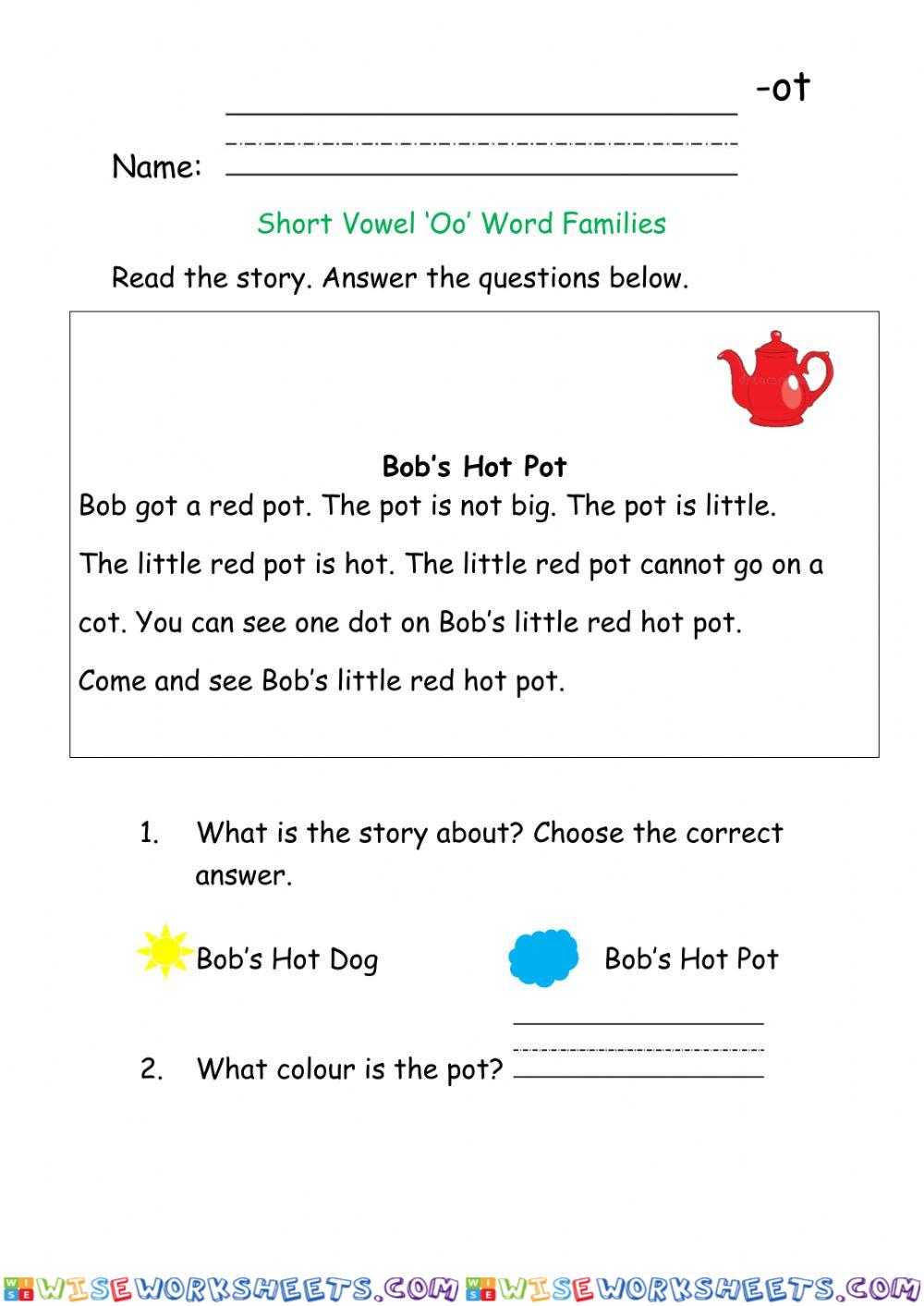 Short Vowel 'Oo' Word Families