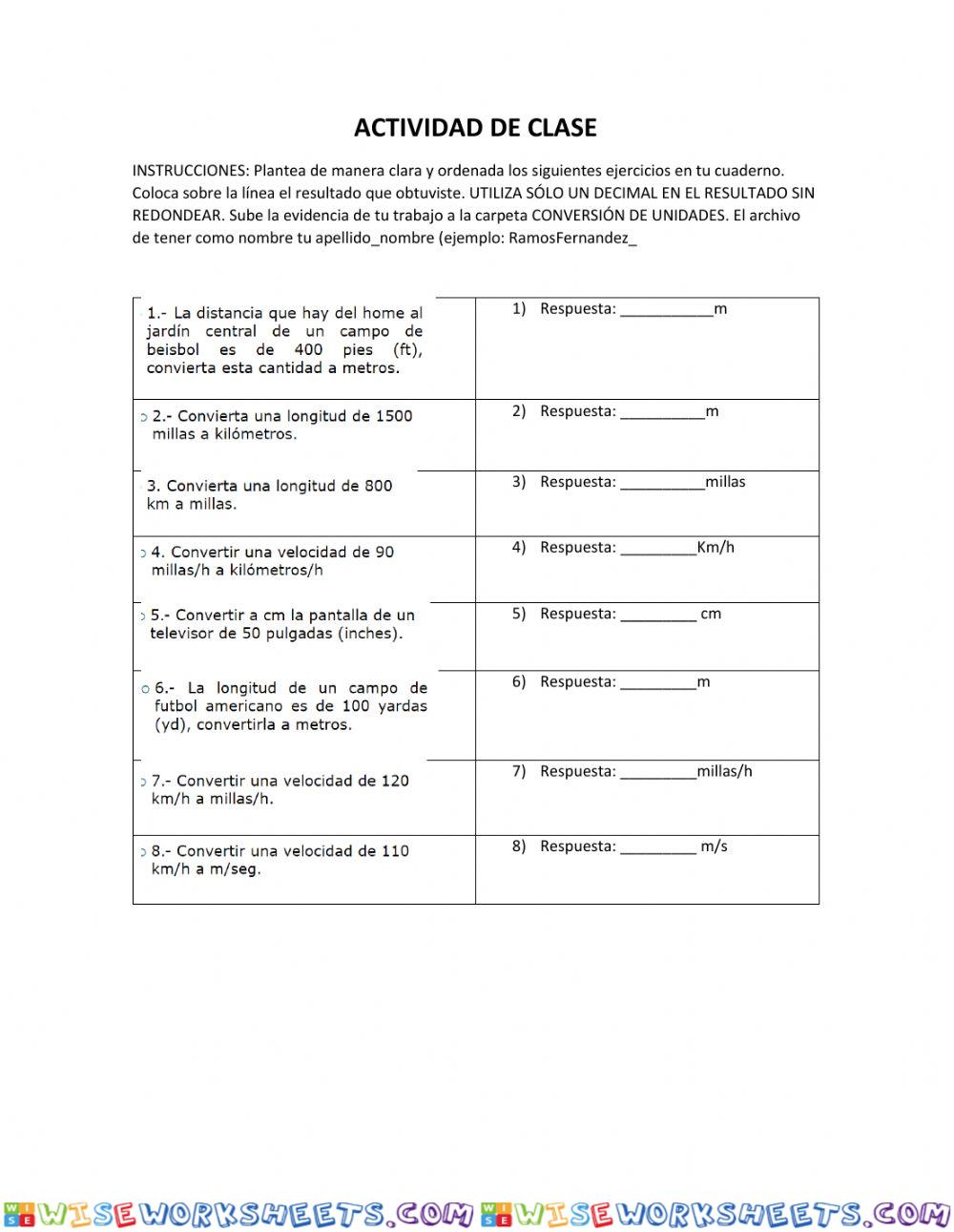 Conversión de unidades