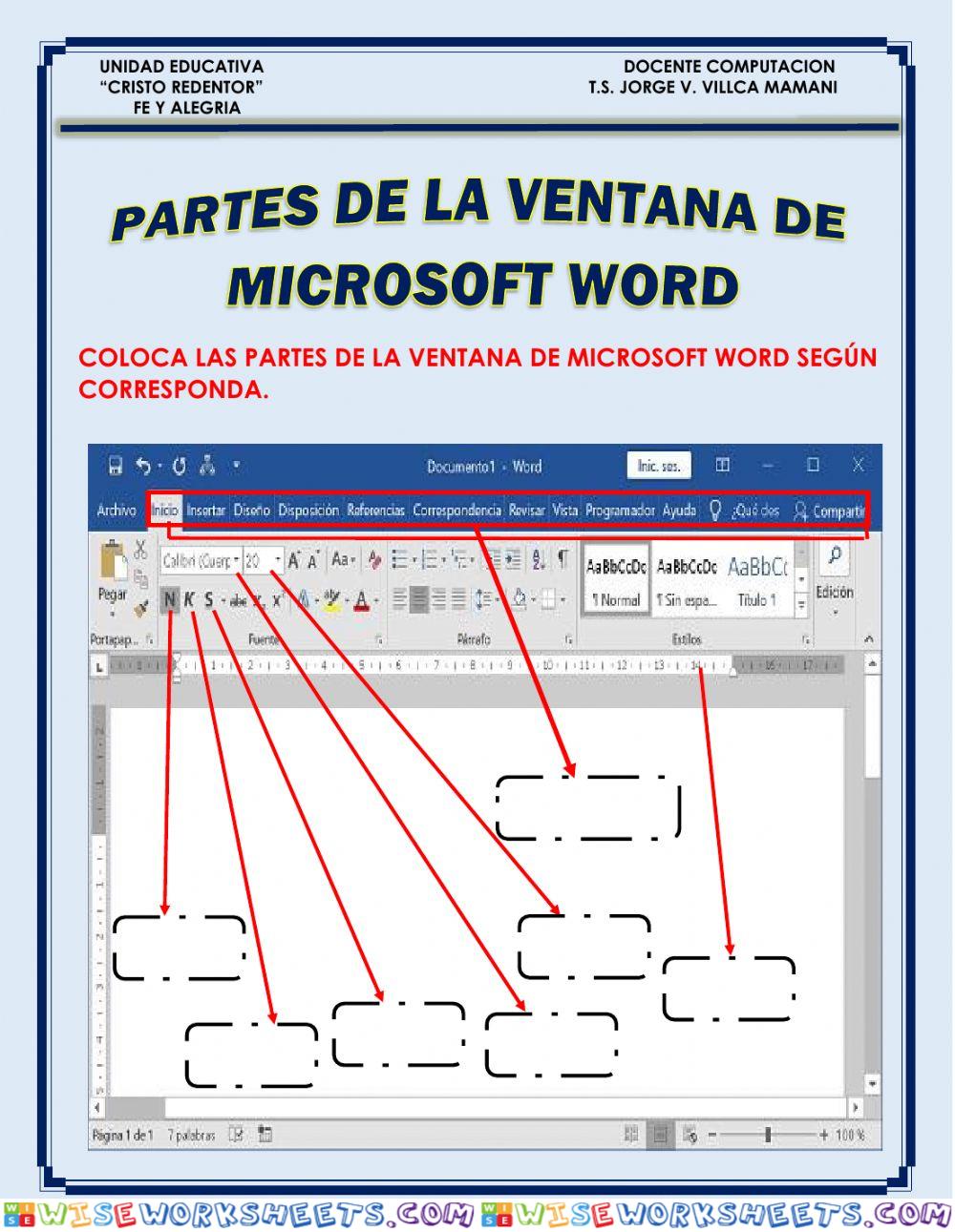 Partes de la ventana de microsoft word