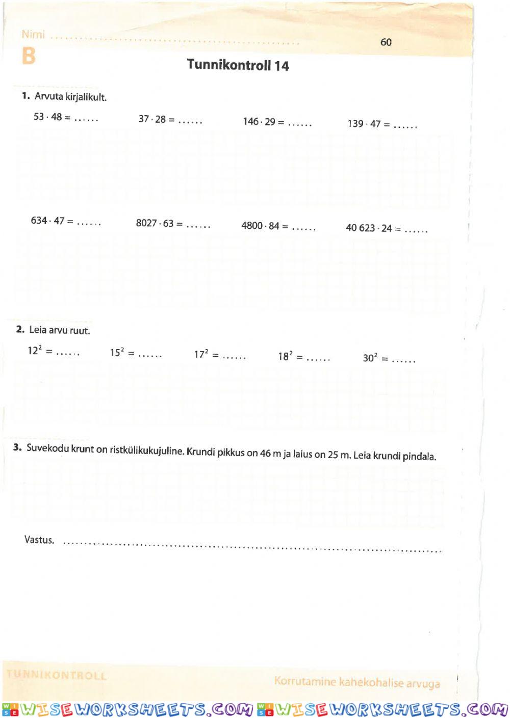 Korrutamine kahekohalise arvuga