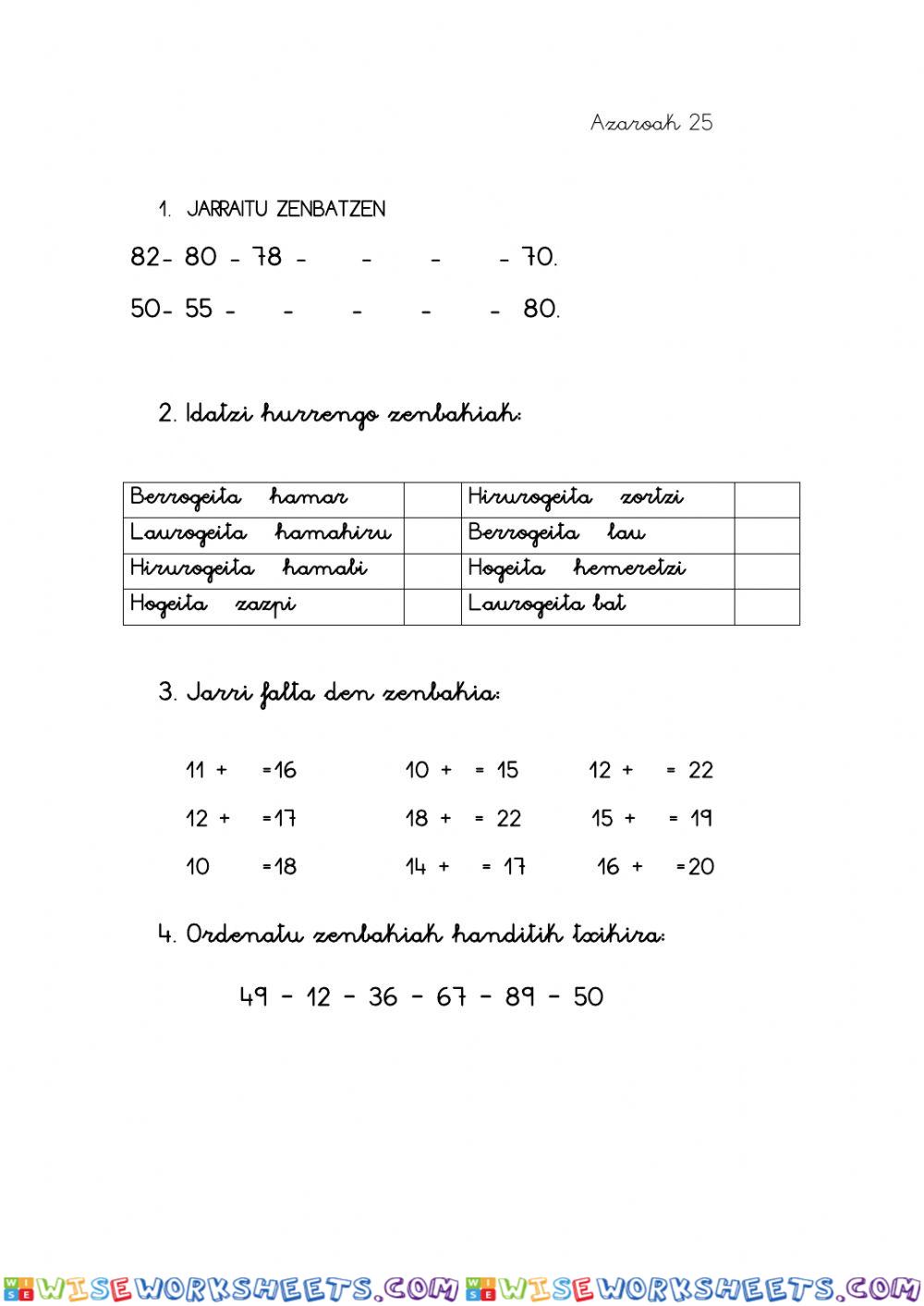 worksheet