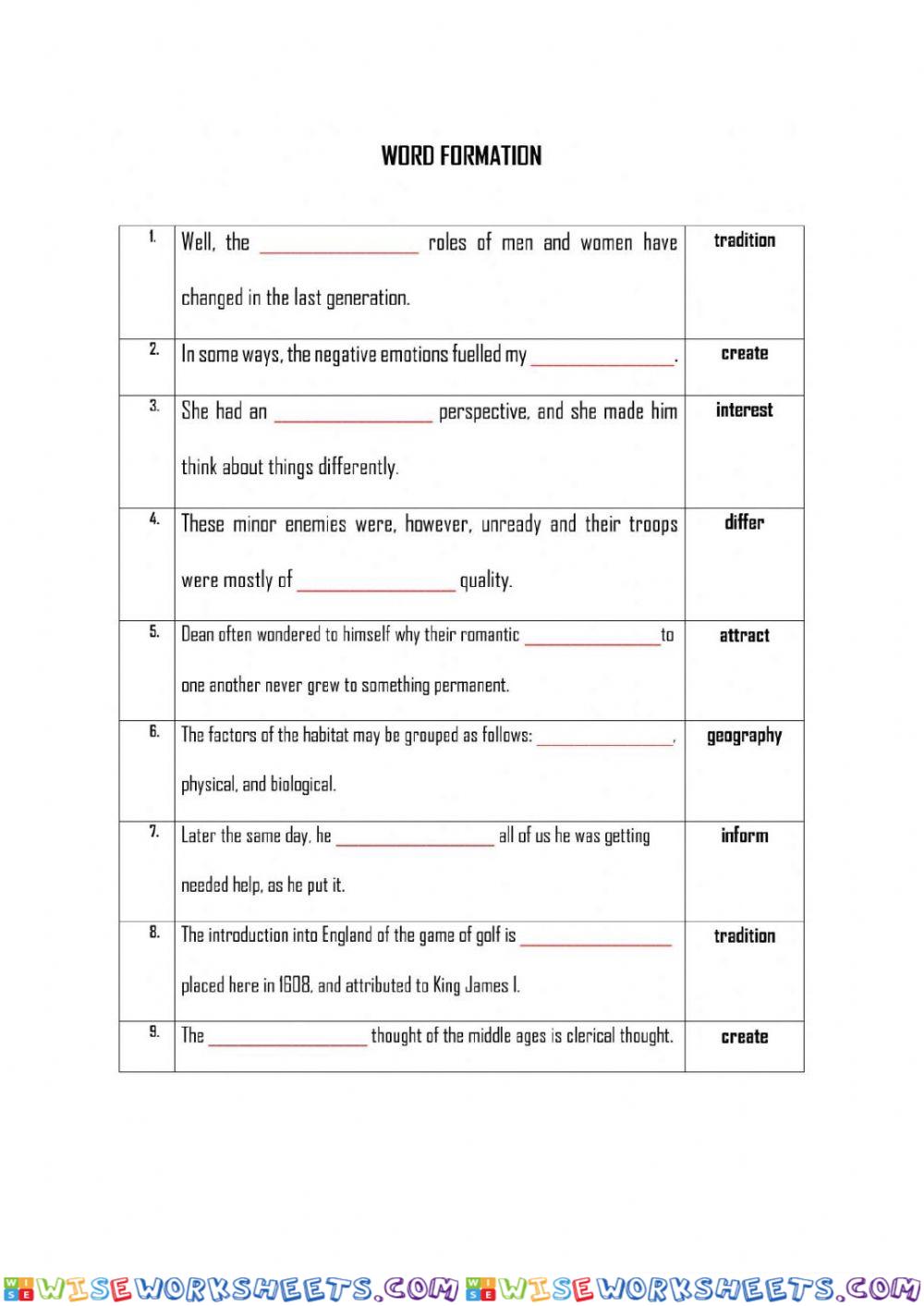 worksheet